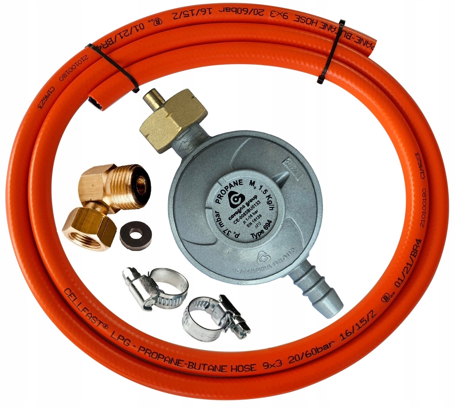 Wąż 3m Reduktor włoski Redukcja Kątowa butli Turystycznej opaski zestaw!