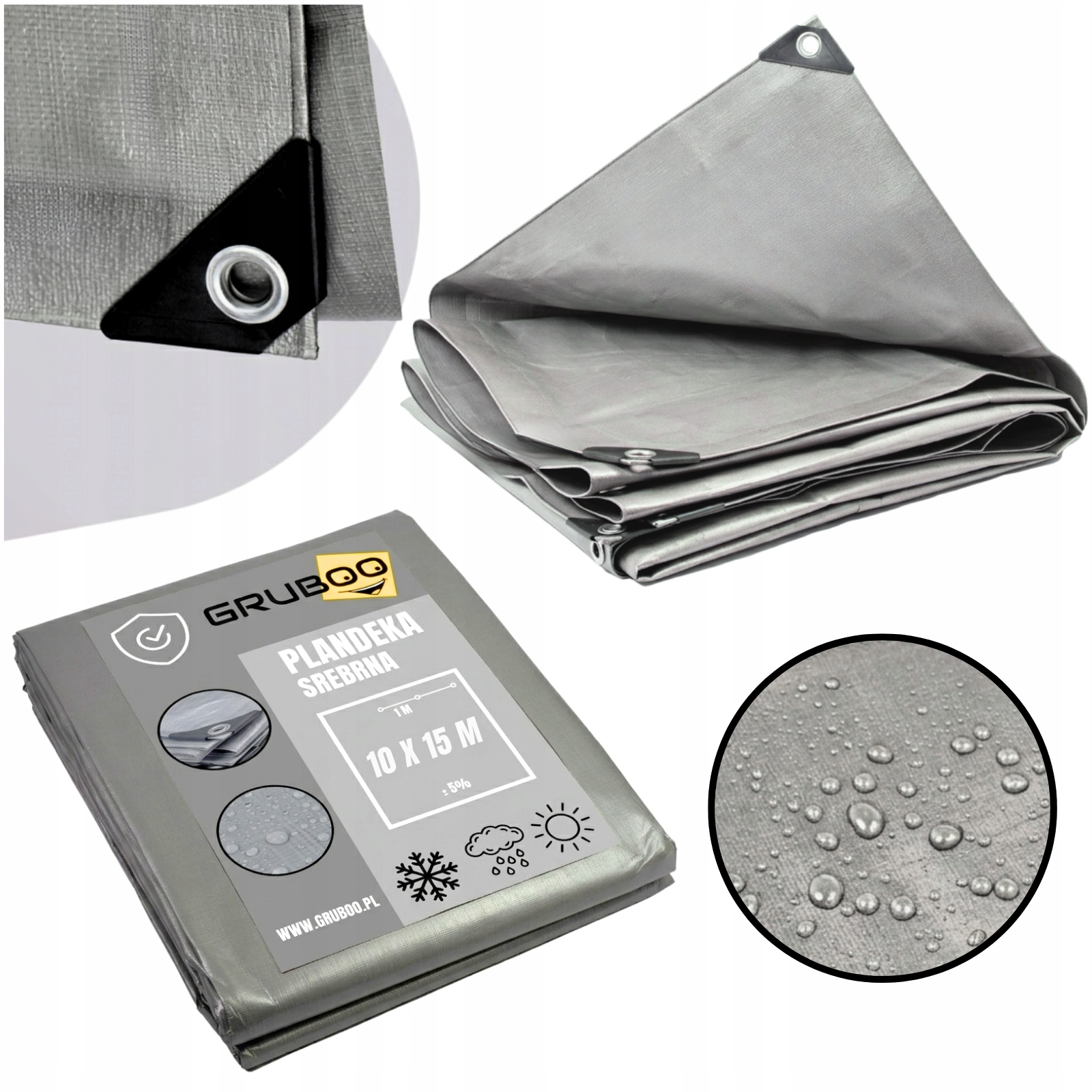 Plachta 10X15 M Stříbrná Ochranná Silná Plachta Silná Vyztužená