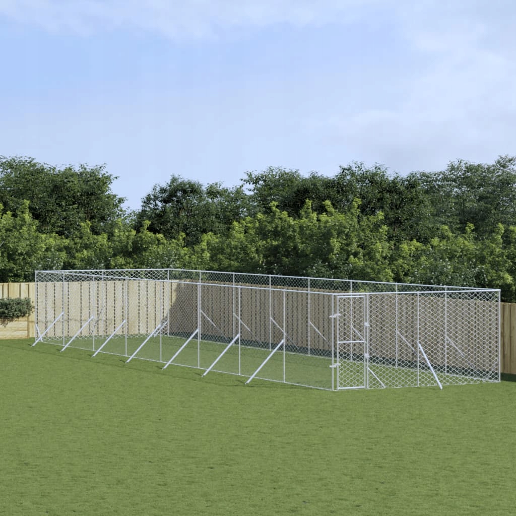 Levně Venkovní psí kotec stříbrný 4 x 16 x 2 m pozinkovaná ocel