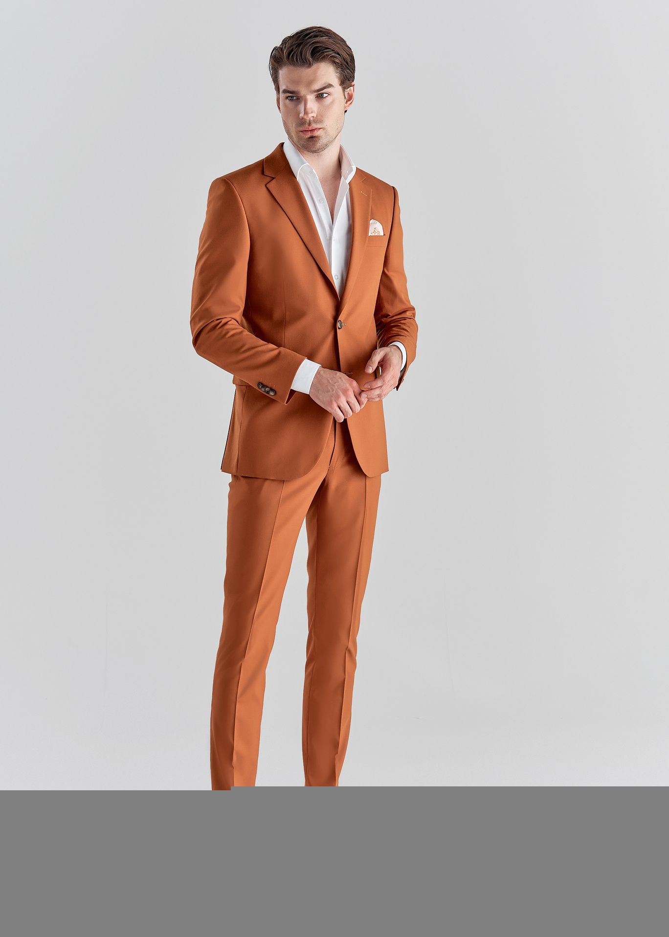 Oranžové pánské oblekové kalhoty Pako Lorente vel 104/176
