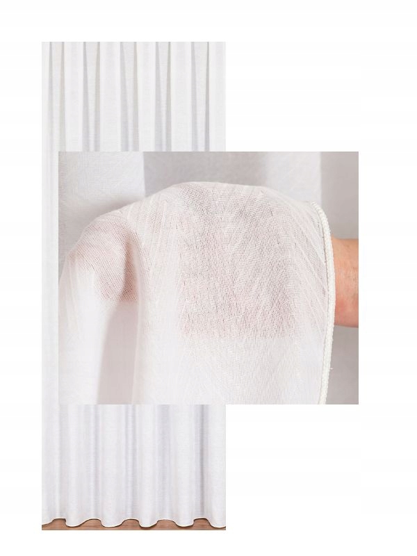 Záclona Hrubší masitá jako Závěs Bílá Lisovaný vzor s páskou š. 200x280