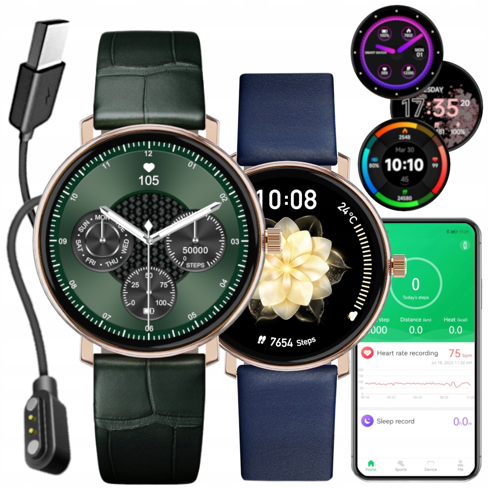 Zegarek smartwatch damski Rozmowy menu pl GlacierX Noa 2 paski