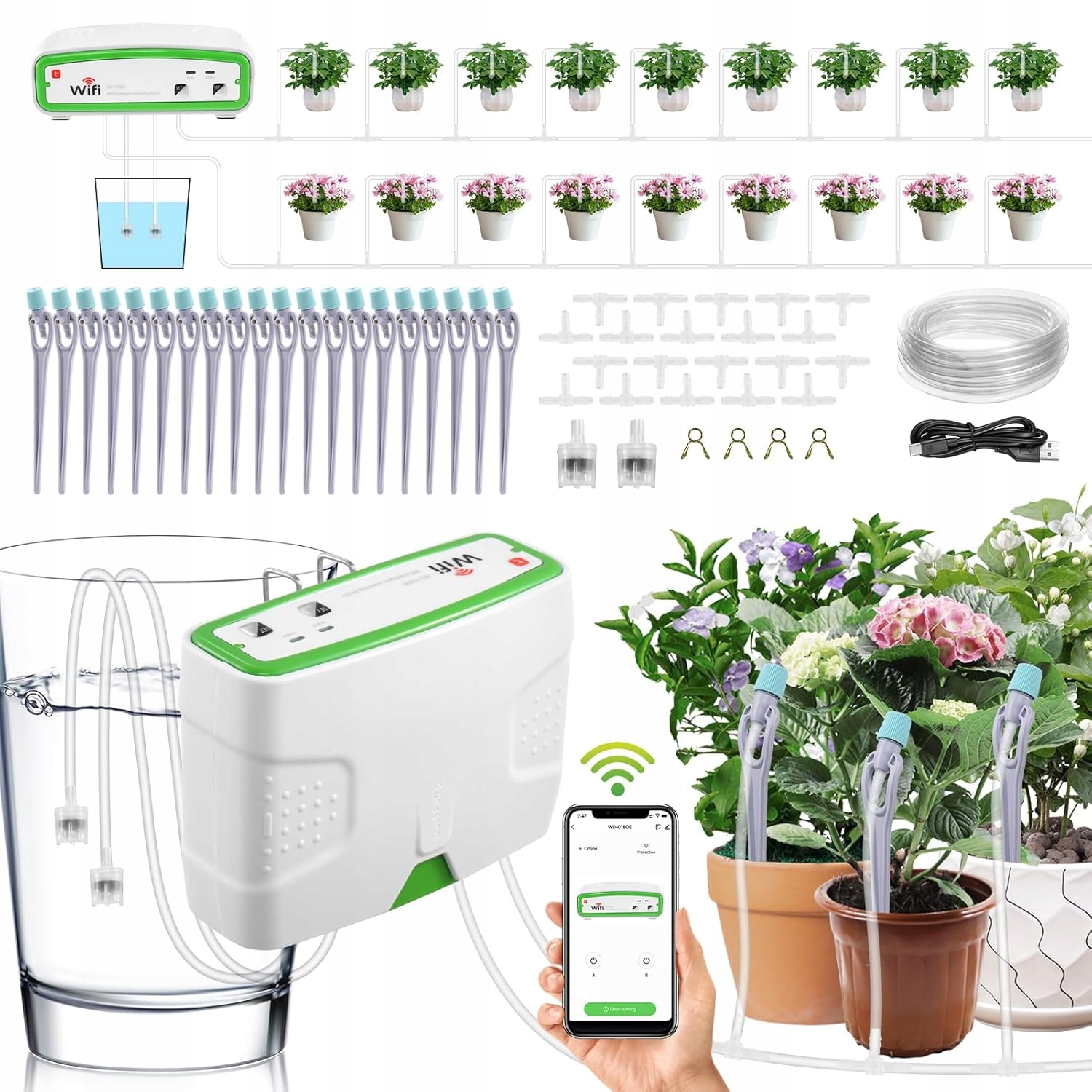 Automatický Systém Zavlažování Rostlin 15 M Pro 20 Usb Květináčů Bateriový Systém
