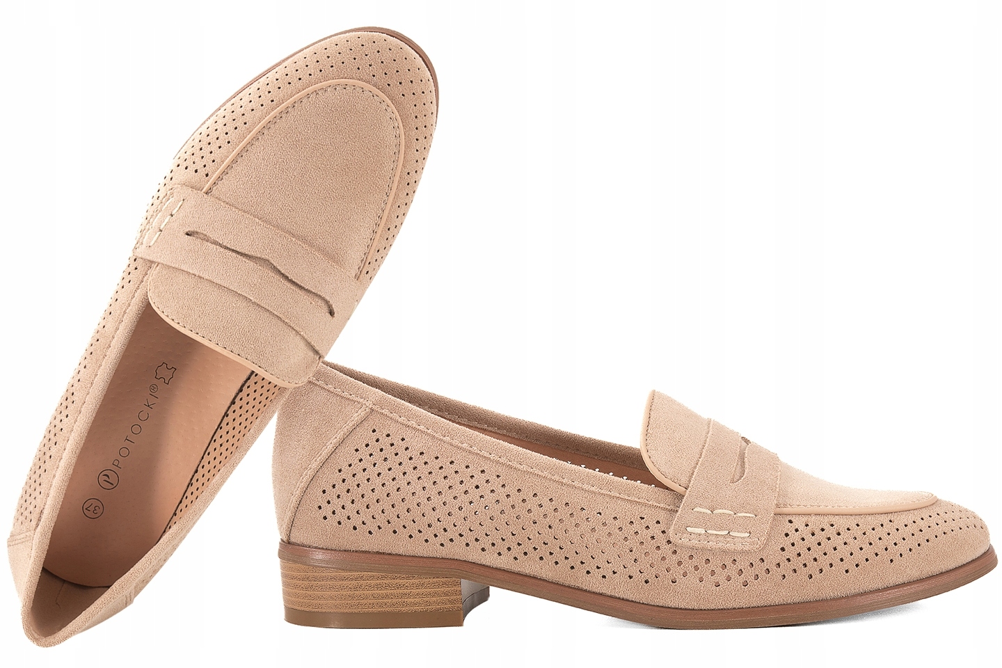 Potocki 26-12585BG Ažurové Dámské Polobotky Lordsy béžové Béžová 37