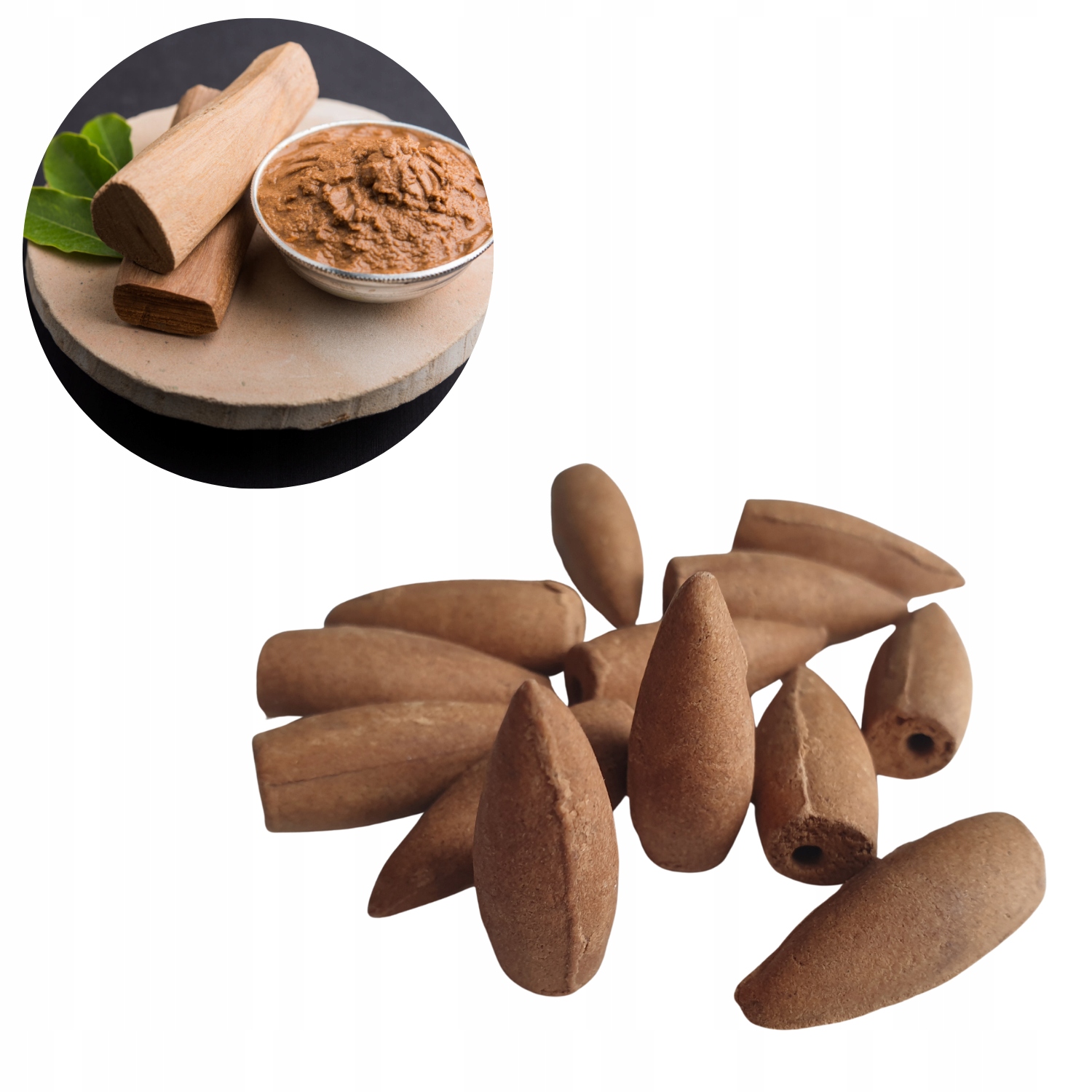 BACKFLOW KADZIDEŁKA STOŻKOWE CHANDAN Drzewo Sandałowe 12szt NATURALNE