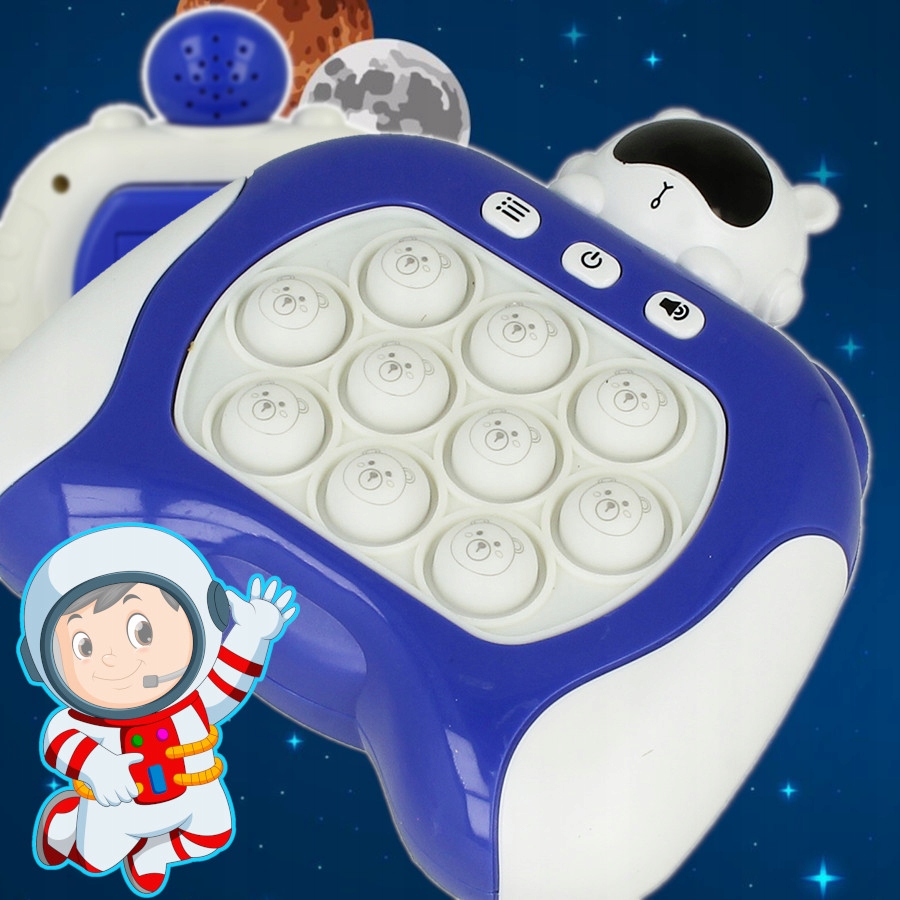 GRA ZRĘCZNOŚCIOWA POP IT POPIT ELEKTRYCZNA ANTYSTRESOWA LED DŹWIĘKI KOSMOS Materiał guma plastik