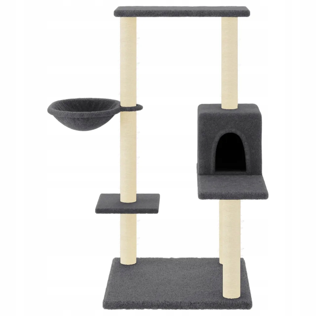 Levně Škrabadlo pro kočky se sisalovými sloupky, tmavě šedé, 95 cm