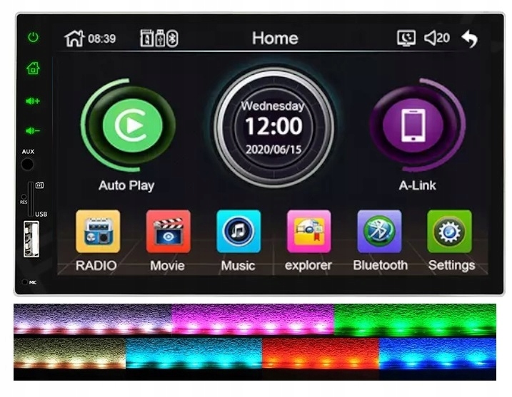 RADIO 2 DIN ANDROID AUTO CARPLAY USB MICRO SD AUX Model 7919S