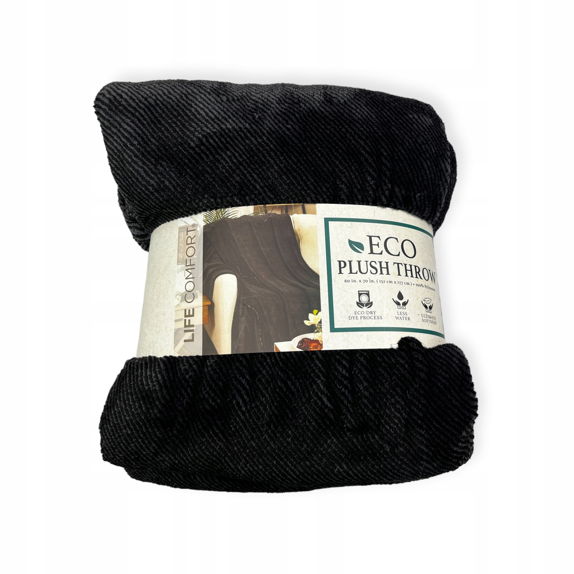 Měkká teplá černá deka Eco Plush Throw