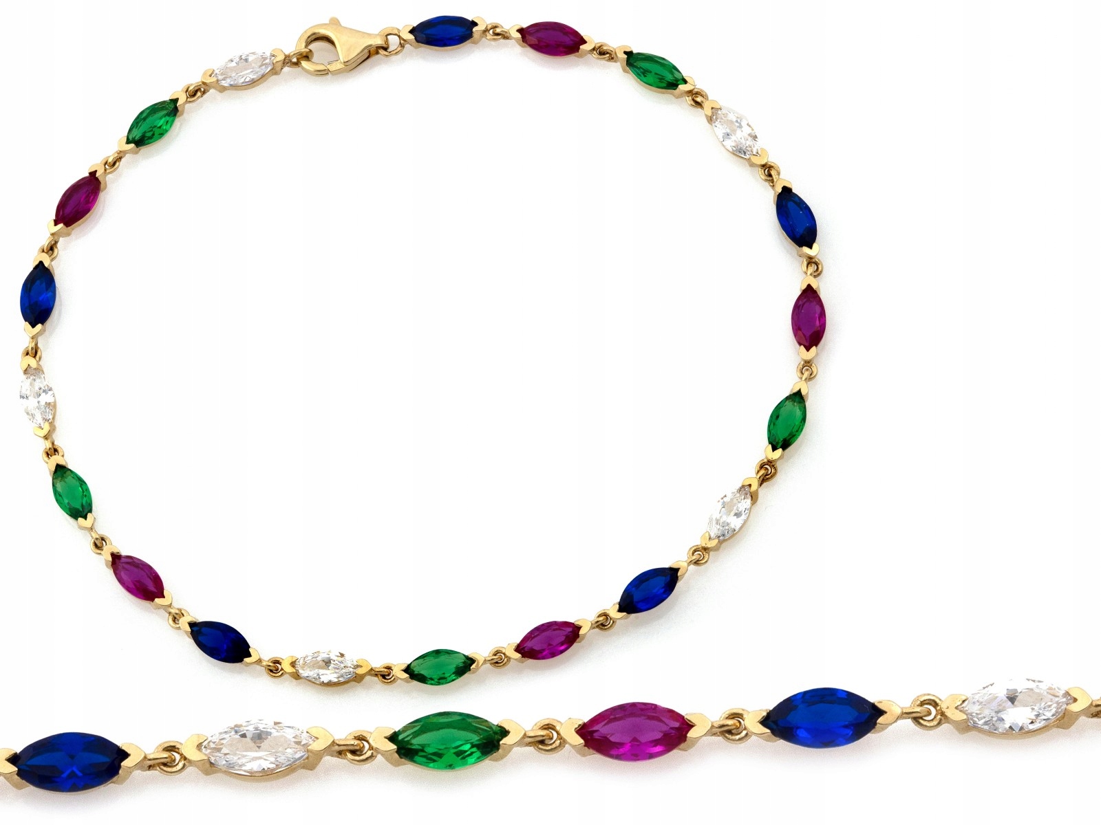 Zlatý náramek 585 s barevnými zirkony 20 cm jako dárek 4.57 g