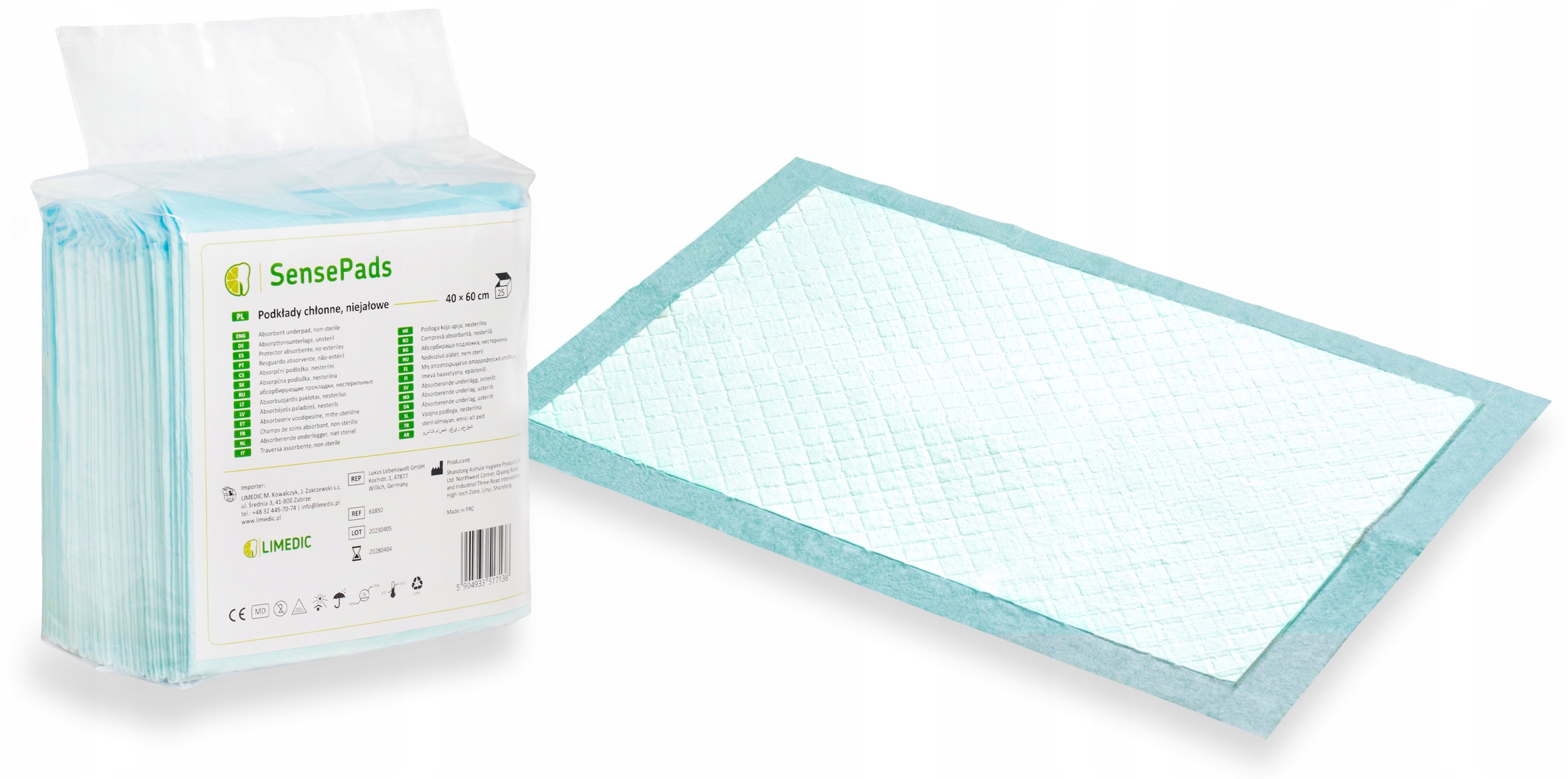 PODKŁADY CHŁONNE HIGIENICZNE 40X60 50SZT MOCNE Marka SensePads
