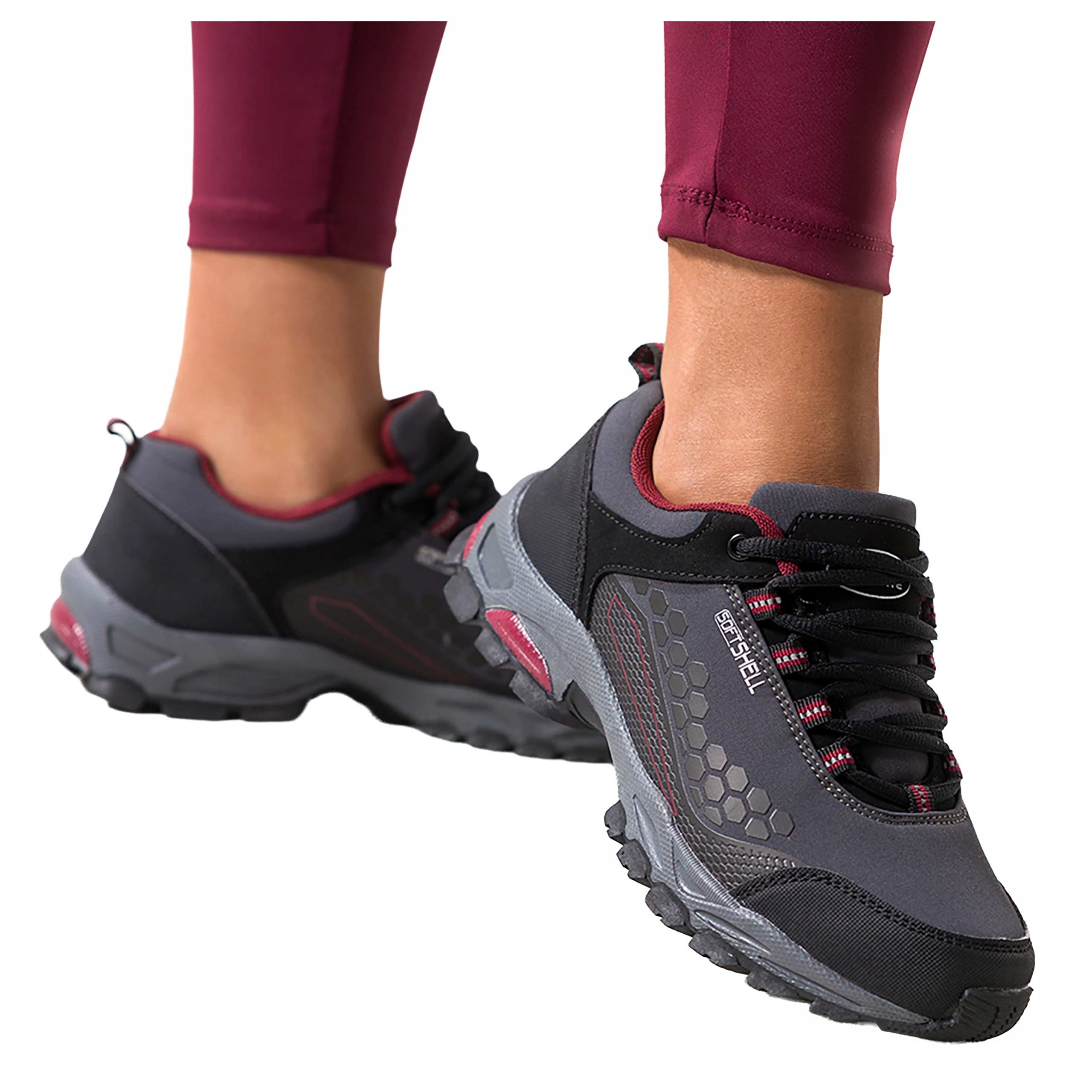 Šedé dámské Trekingové Boty Bordové Vložky Softshell Šněrovací velikost 40