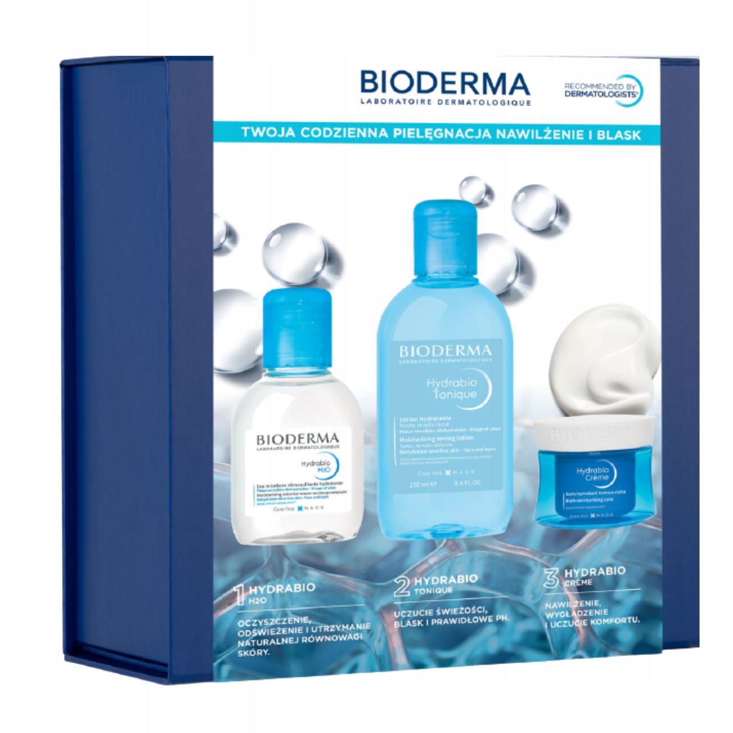 Bioderma Hydrabio Zestaw Krem 50ml Tonik 250ml Woda micelarna 100ml