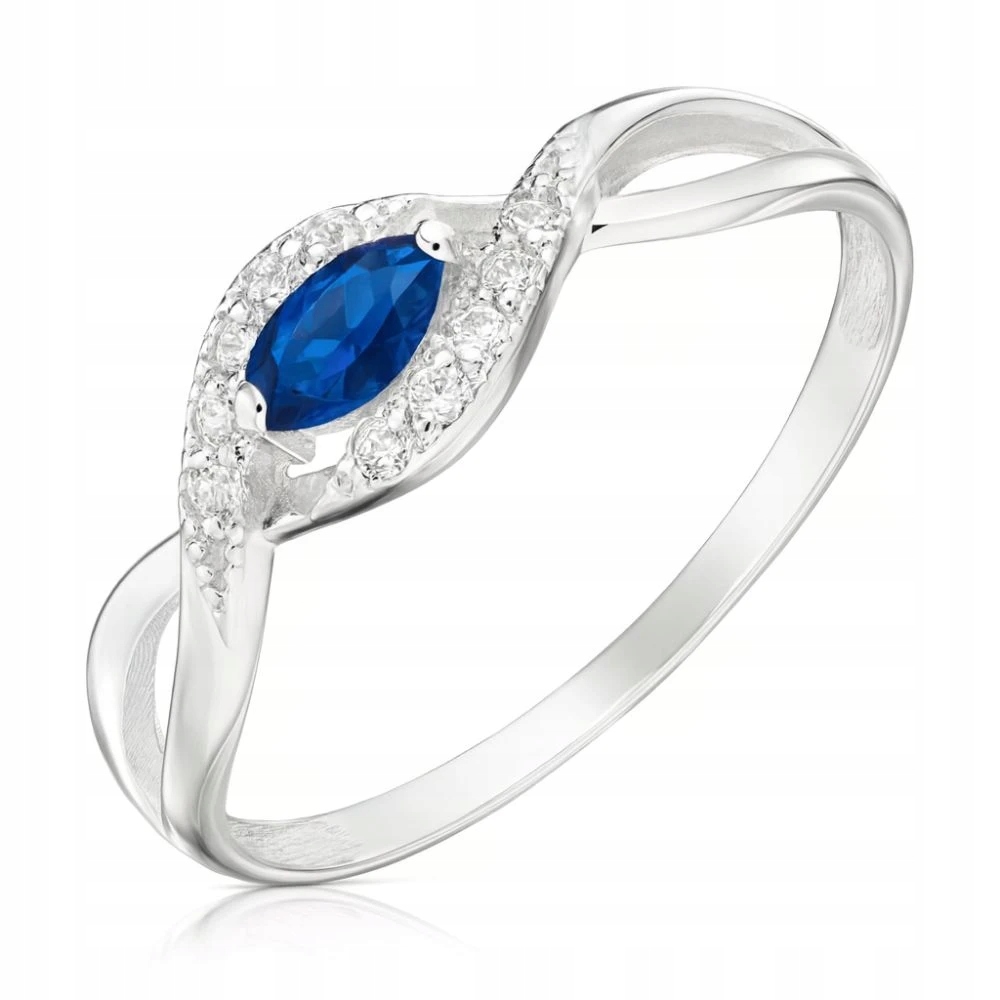 Prstýnek 925 S Safírovou Zirkonií, Pletený, Elegantní Vel. 12
