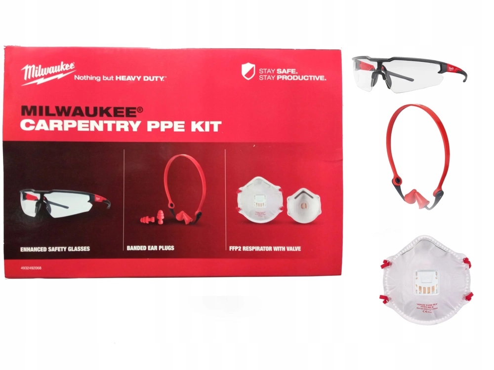 Profesionálny set pokrývačov Milwaukee okuliare, stopky, polomaska Bhp