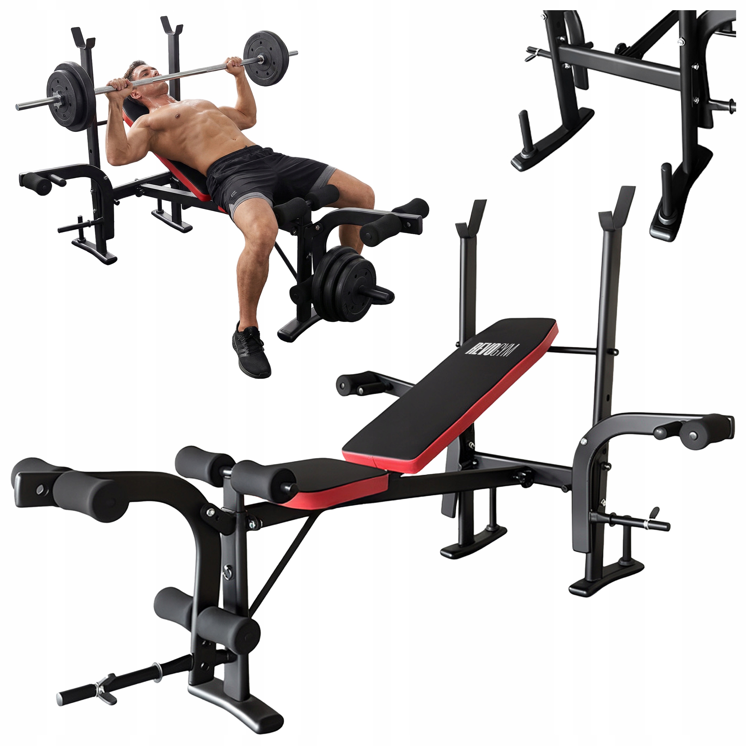 Ławka Skośna Wielofunkcyjna Do Ćwiczeń Rozpiętki Nogi Regulowana Do 320 Kg