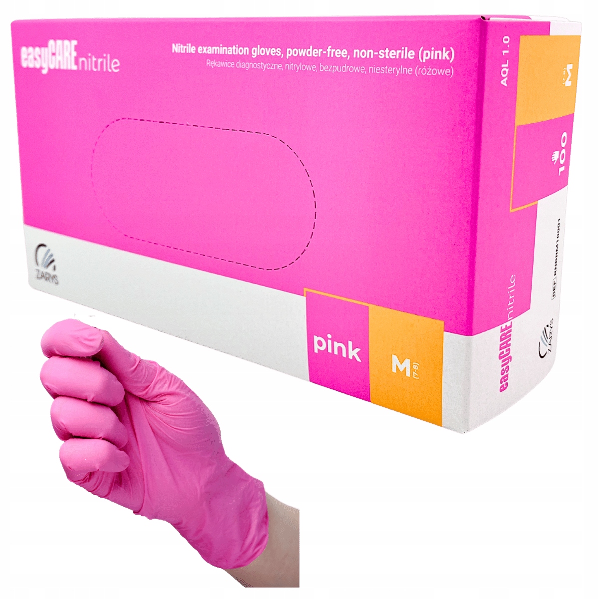Zarys easyCARE rękawice nitrylowe bezpudrowe M różowe