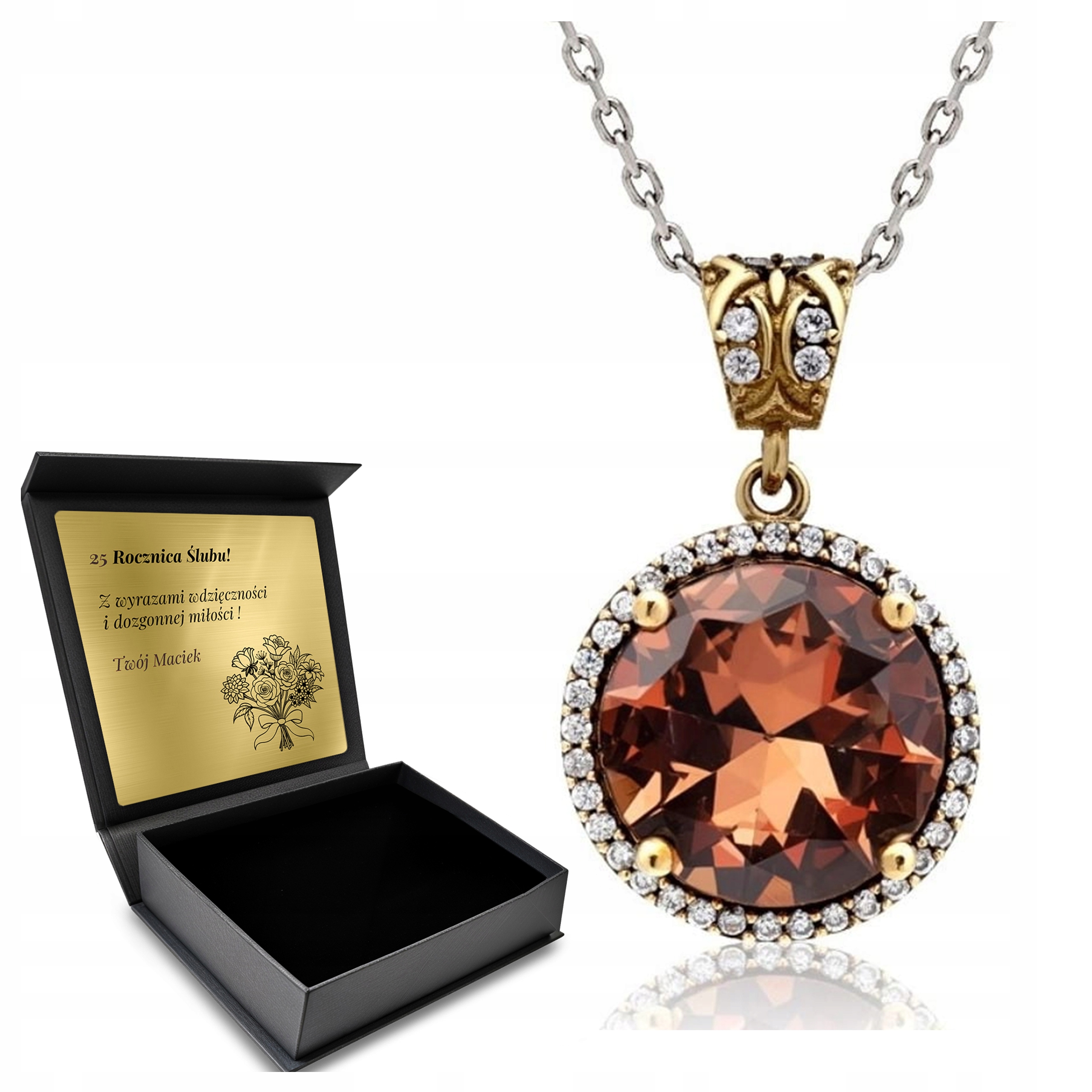 Stříbrný Náhrdelník 925 Zirkony Sultán Dárek Den žen Gravírování