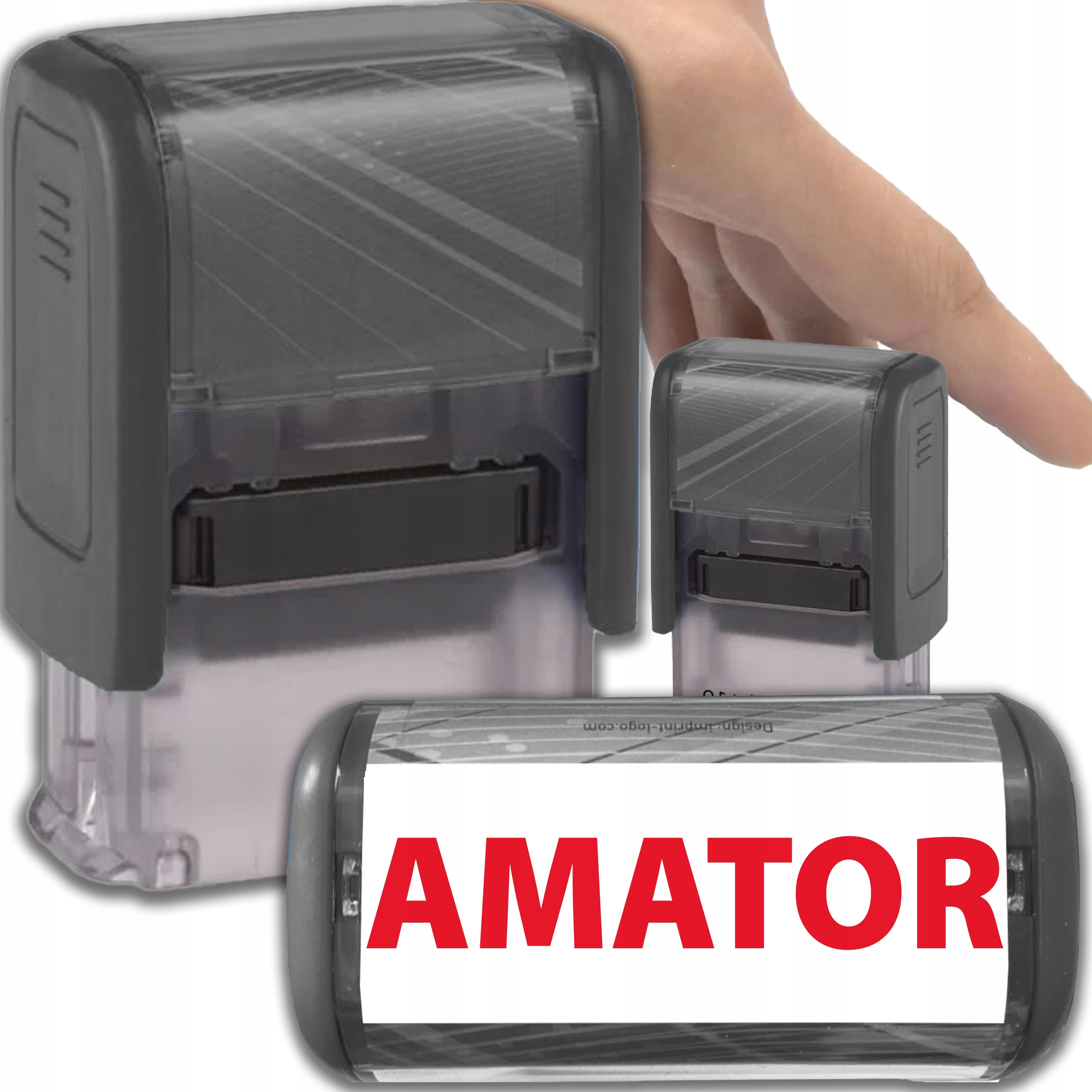 PIECZĄTKA CZARNA AUTOMATYCZNA Z NAPISEM "AMATOR" BIUROWA GADŻET ŚMIESZNA