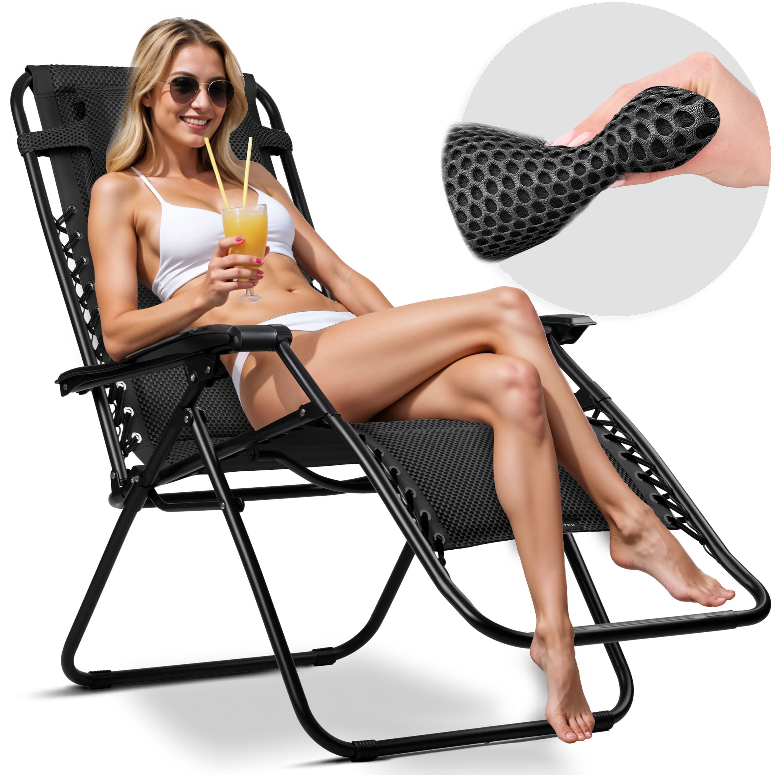 Składany Leżak Ogrodowy Plażowy Grawitacyjny Fotel Na Taras Do Ogrodu