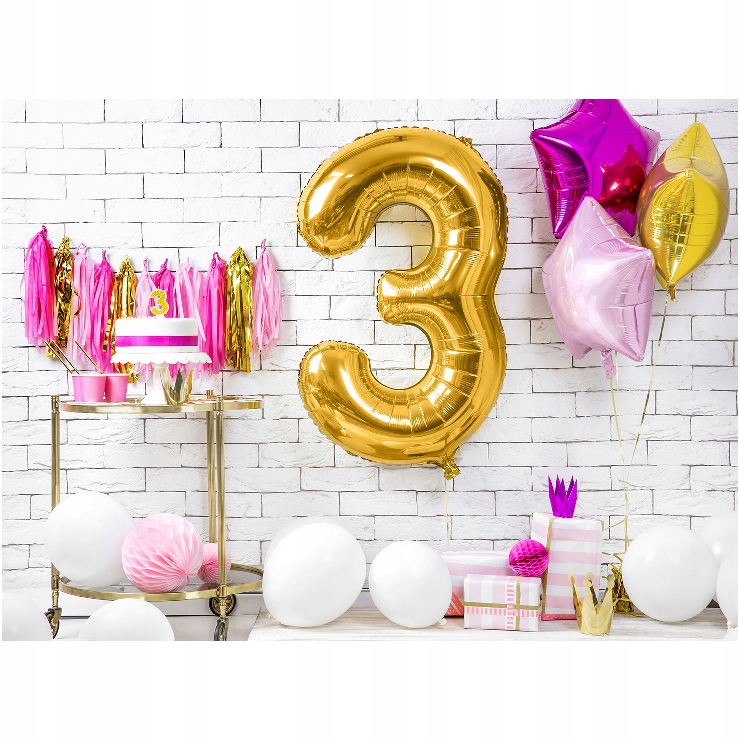balon foliowy ,,3'' ZŁOTO 86cm | FB1M-3-019 — 4
