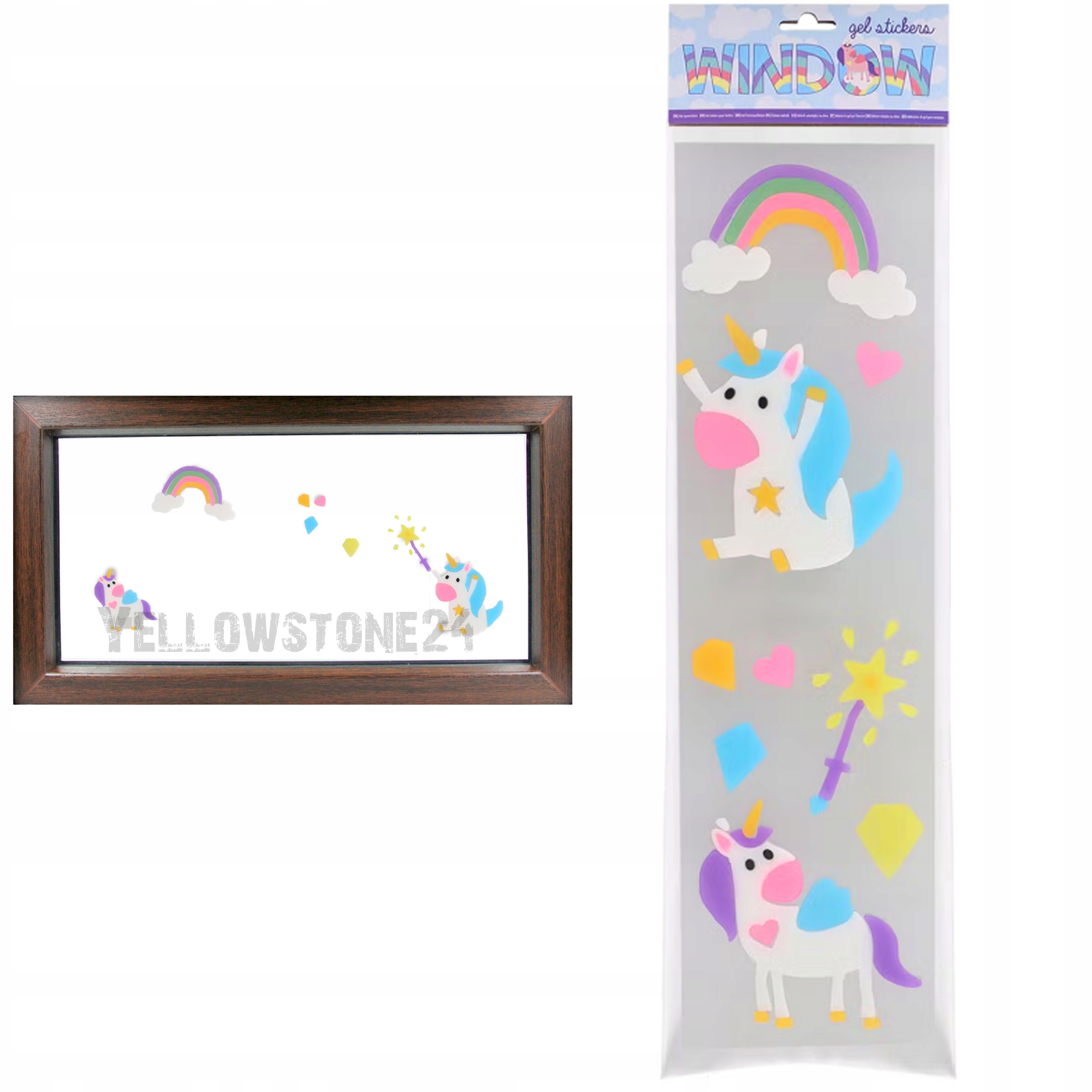 NAKLEJKI ŻELOWE NA OKNO LUSTRO DLA DZIECI UNICORN