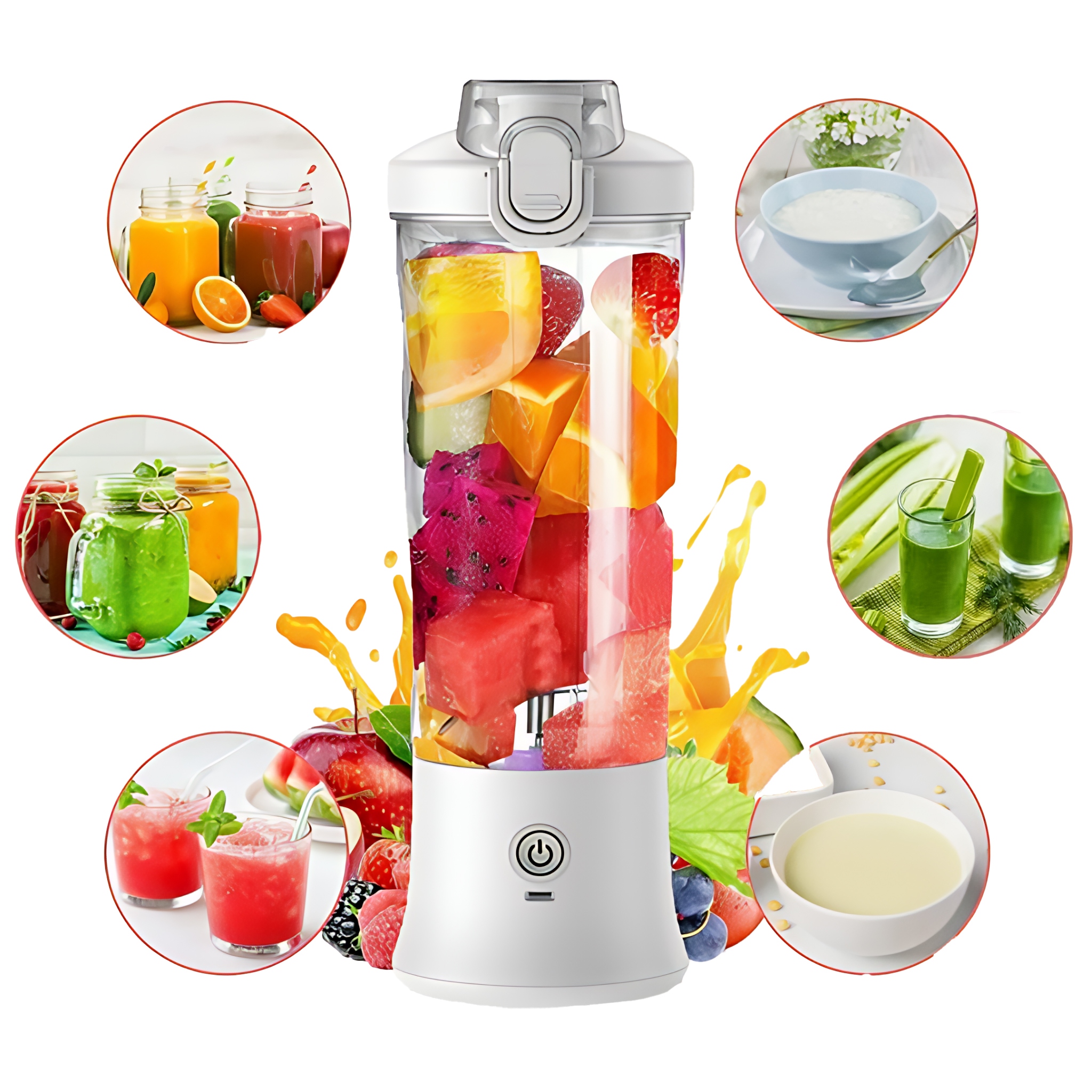 Stolný mixér bezdrôtový na smoothie 0,6L Biely na mixovanie