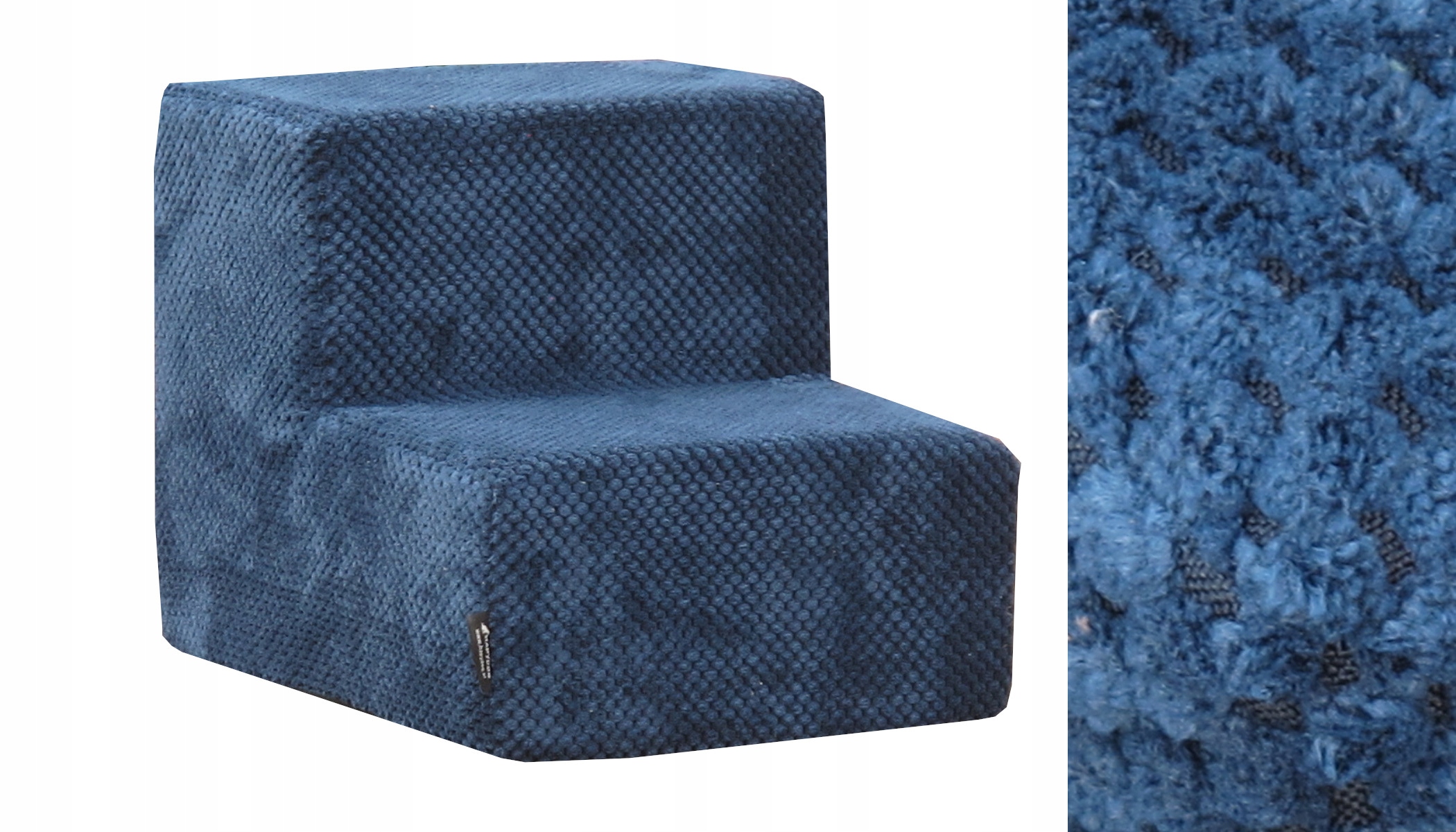 Schodki/schody do kanapy sztruks głębsze niebieski