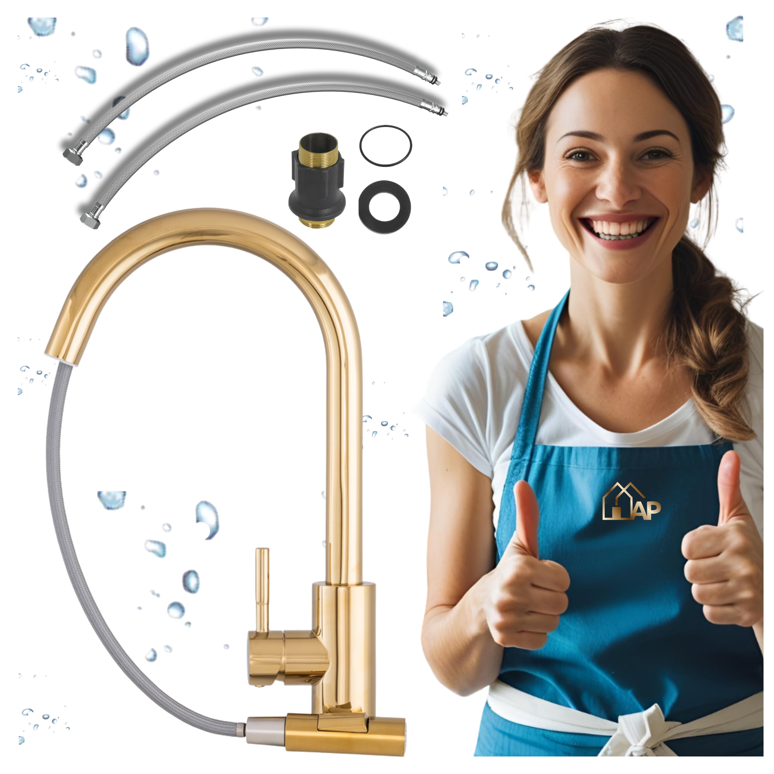 Kuchyňská baterie vytahovací sprcha stojící Zlatý Lesk vodovodní baterie do kuchyně Tora