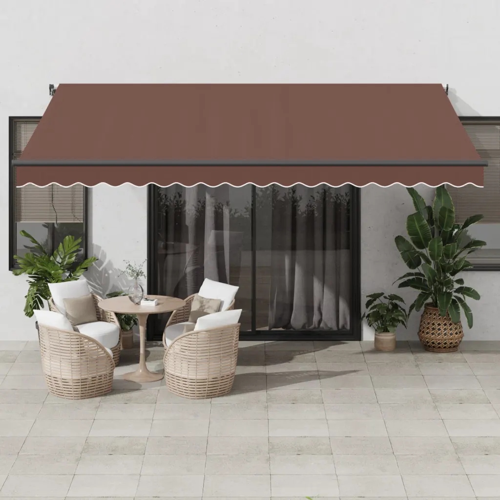 vidaXL Automatická zatahovací markýza s Led světly hnědá 450 x 350 cm