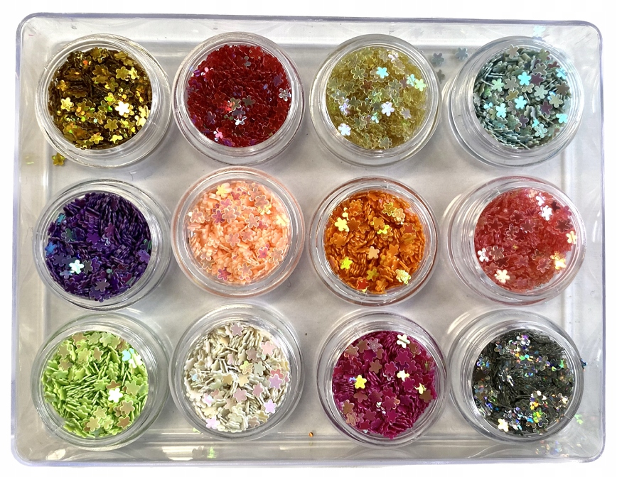 HOLOGRAMY KWIATKI DO PAZNOKCI ZDOBIEŃ 12 POJ.