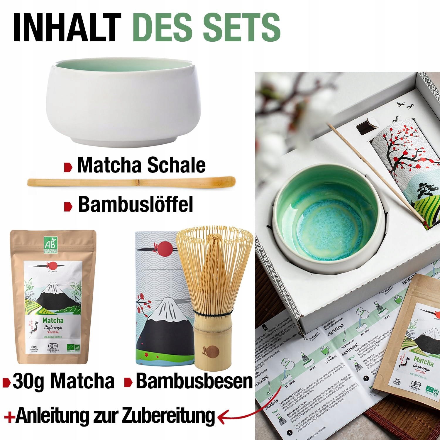 ORIGEENS Zestaw Matcha Z Ceramiką I Ekologiczną Herbatą Z Japonii — miniatura 2