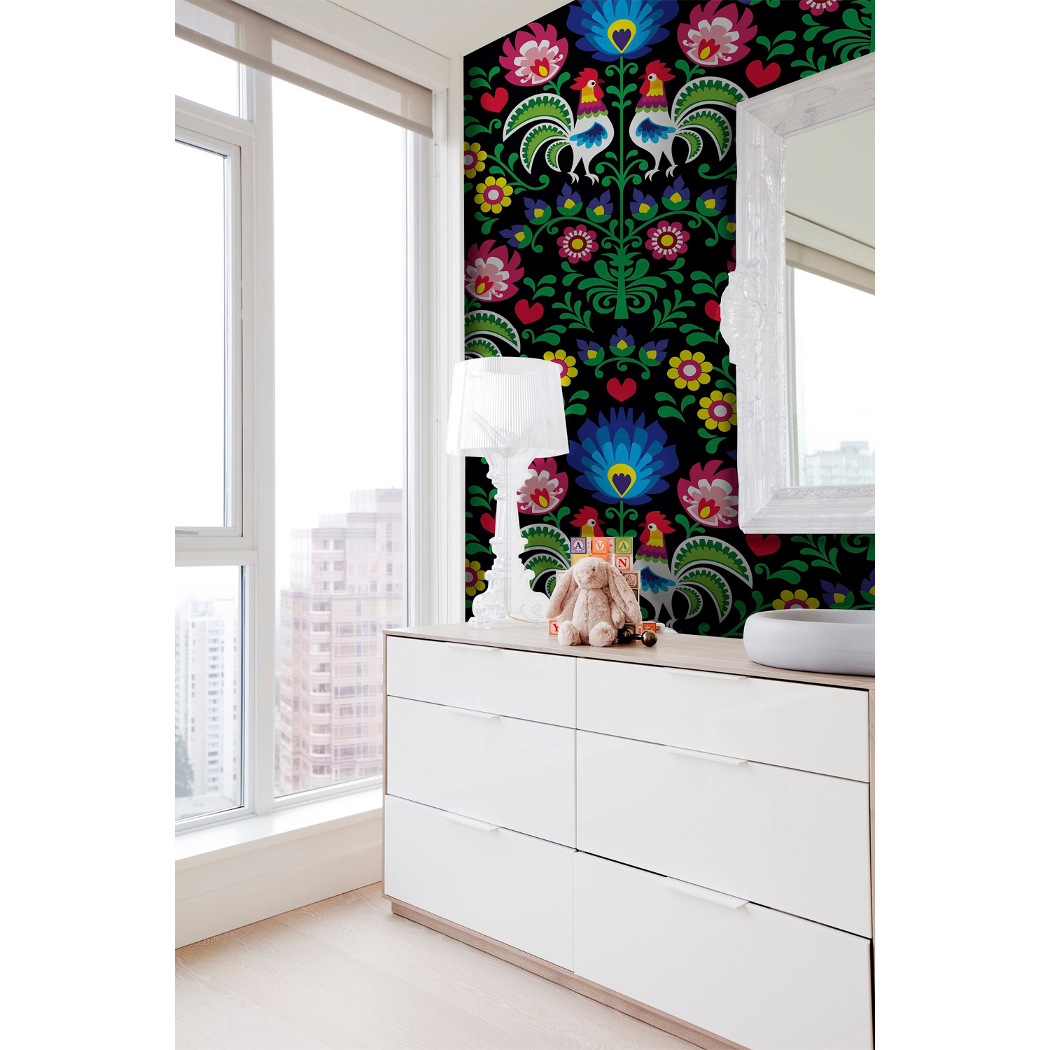 

Flizelinowa fototapeta Koguty ludowy wzór 416x254