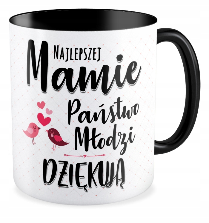 

Kubek czarny podziękowania dla Rodziców Ślub
