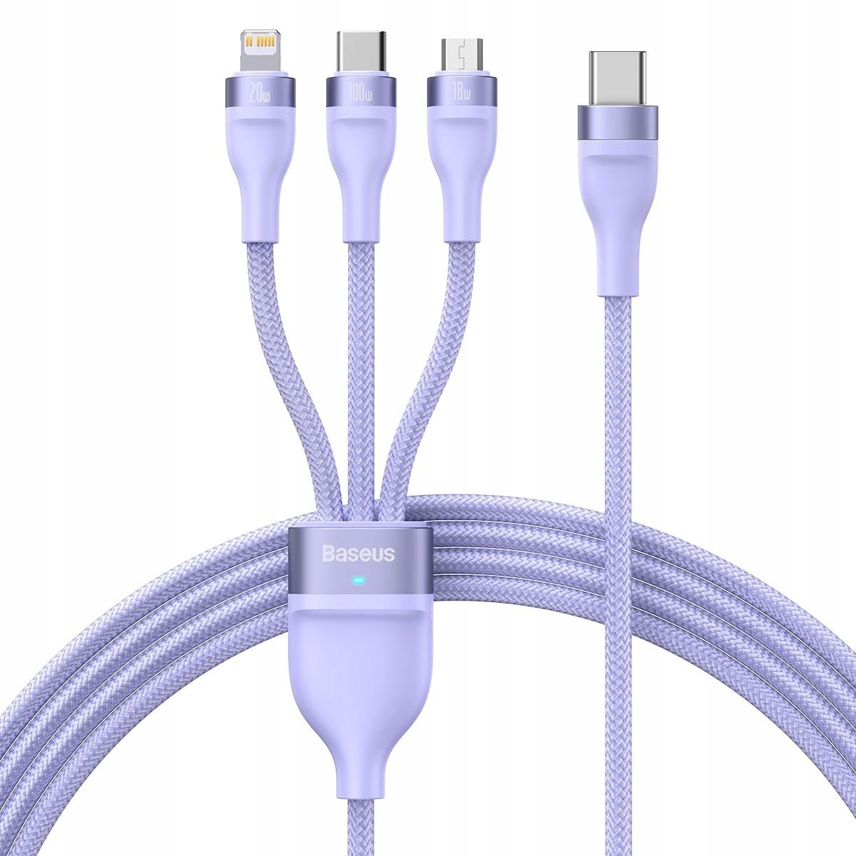 Kabel Baseus Flash Series 2 Usb- C- 3w1 1. 5m (fioletowy) Baseus