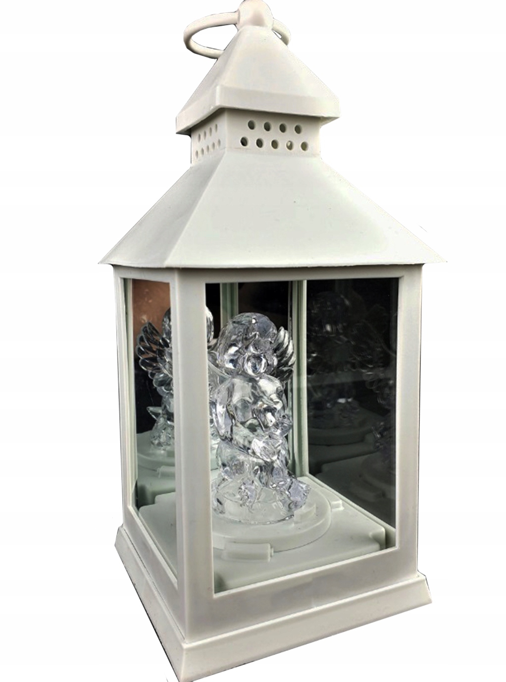 ZNICZ LATARENKA ANIOŁEK LED NA BATERIE LAMPION Z WKŁADEM PODŚWIETLANY BIAŁY Typ LED