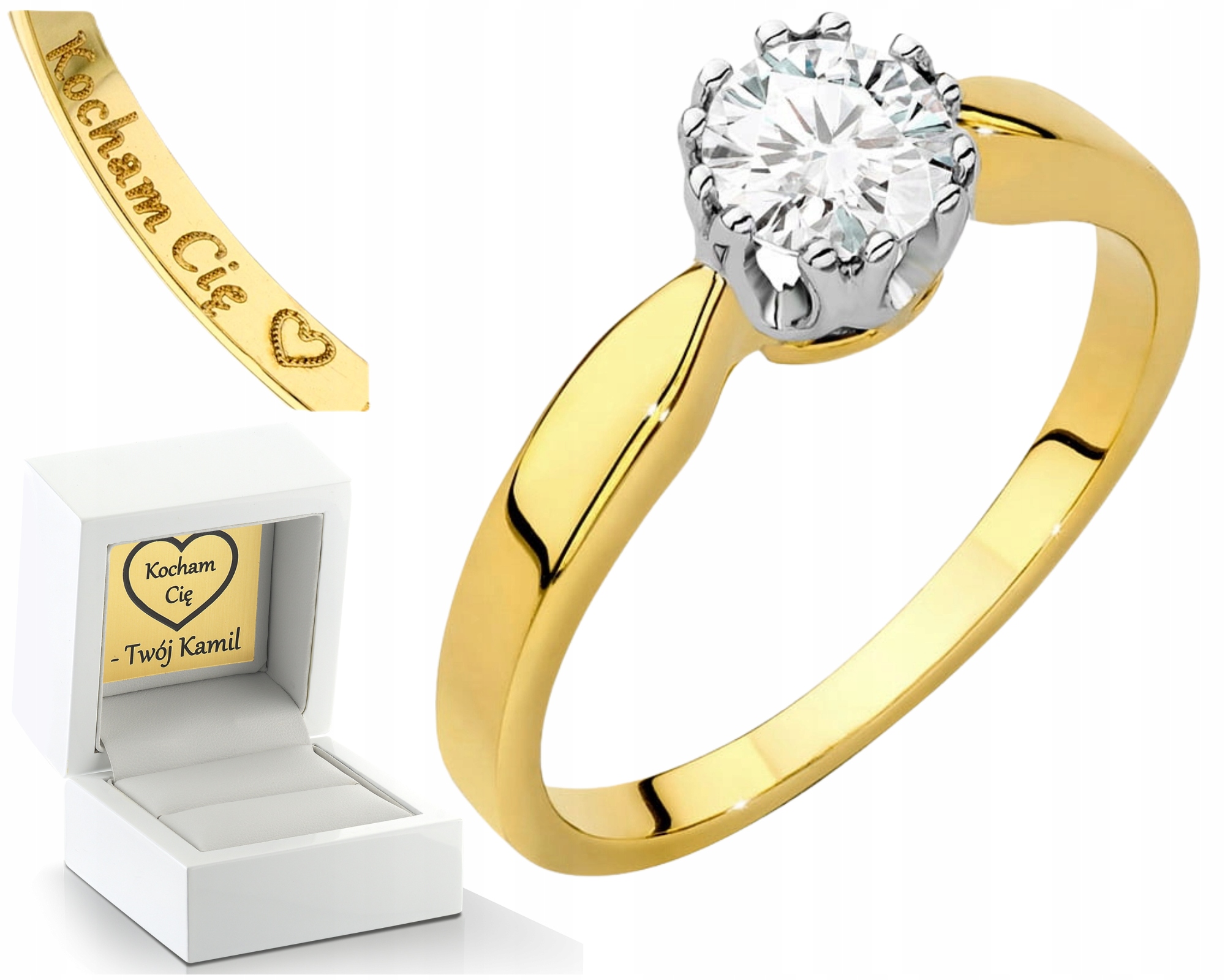Zlatý Prstýnek Klasický Laboratorní Diamant 585 Gravírování