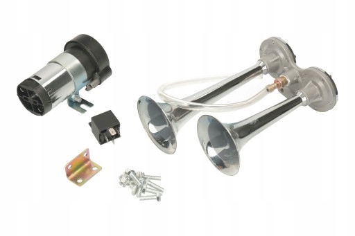 SYGNAŁ KLAKSON ZE SPRĘŻARKĄ TRĄBKI CHROM 12 V