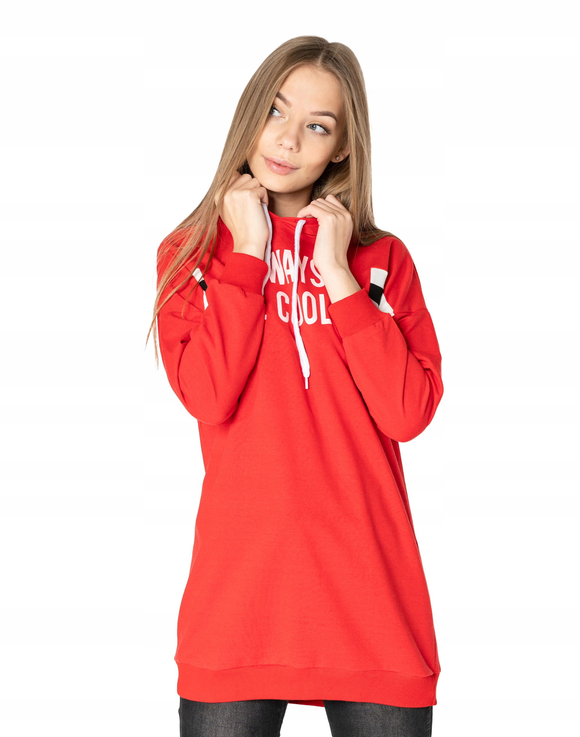 

Długa Bluza Damska z Kapturem Tunika 4561-2 r XL