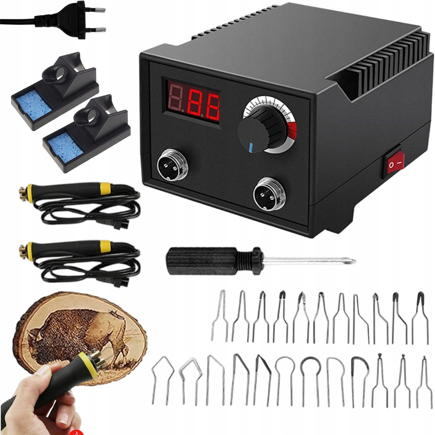 100W Pyrografické Zařízení S 2 Pery Profesionální Nástroj Pro Dřevo