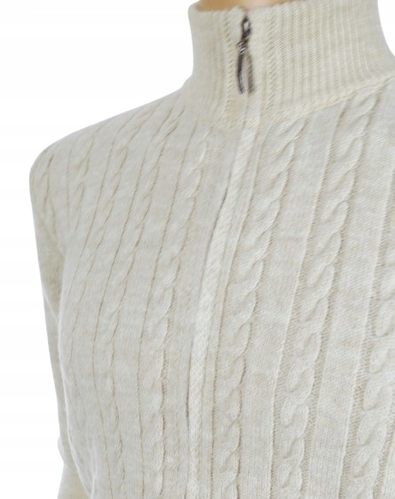 Teplý pánský vlněný svetr na zip, celopropínací, shetlandská vlna, velikost L