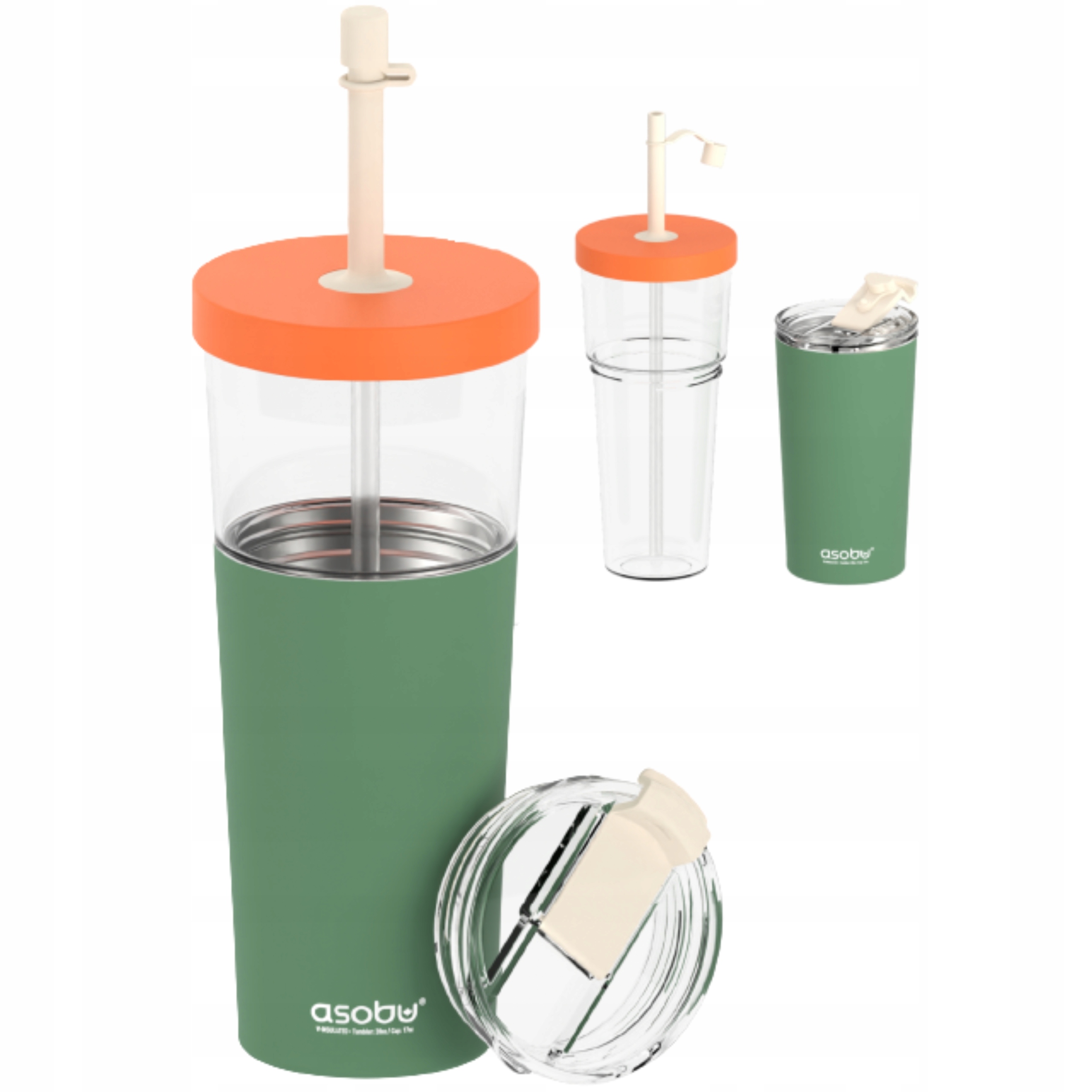 Termohrnek Asobu 850ml Lahev Na Pití brčkem na kávu a studené nápoje