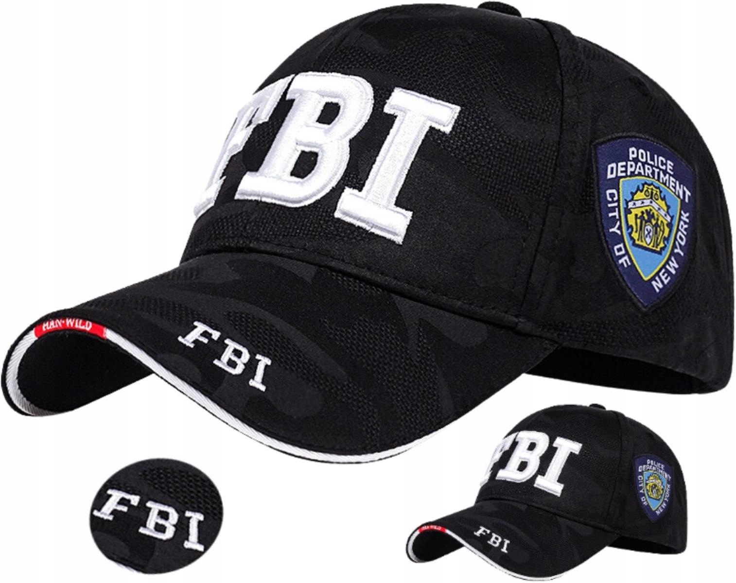 

Czapka z daszkiem czarna sportowa Outdoor Fbi