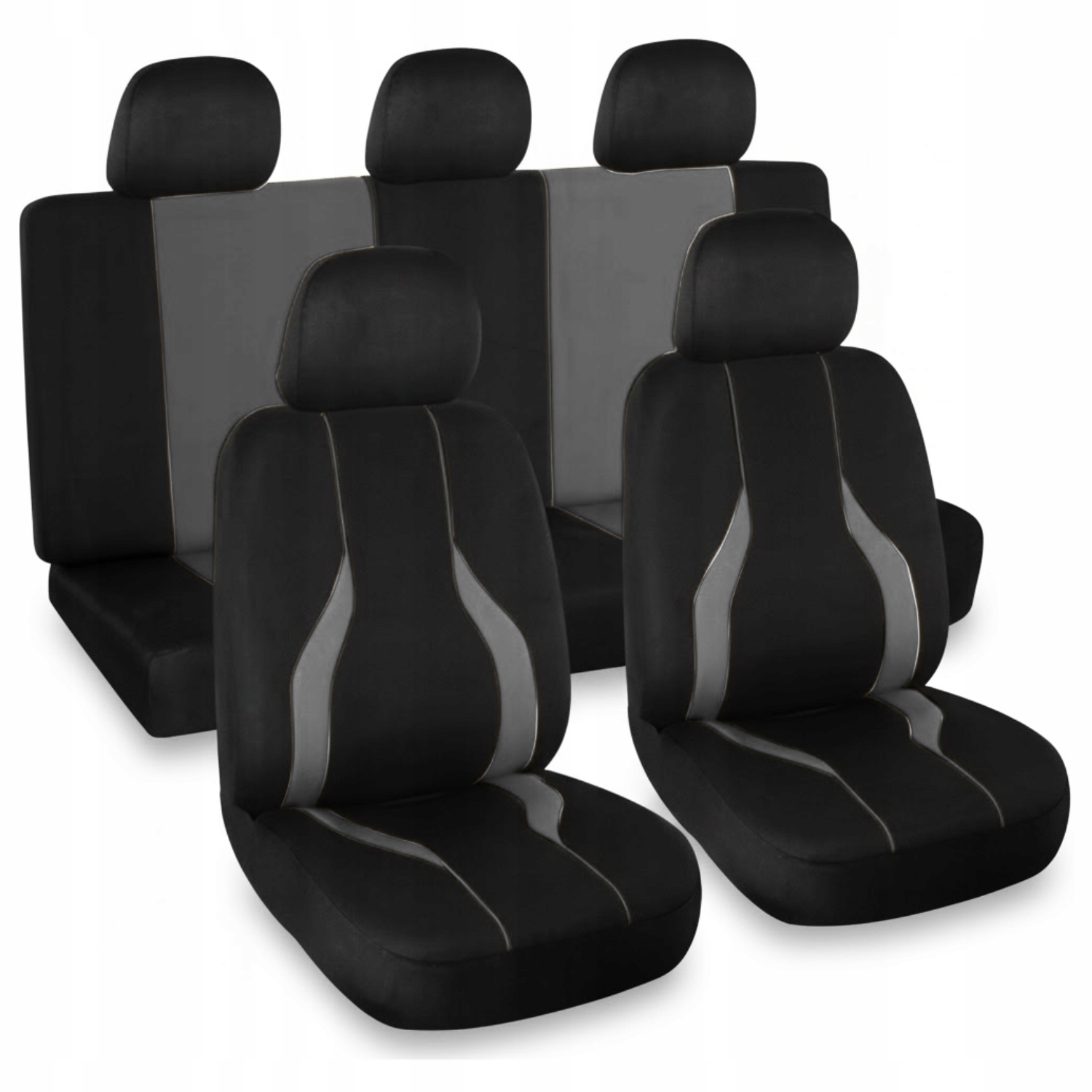 Komplet Pokrowców Samochodowych na Siedzenia Fotele Auta Uniwersalne Szare