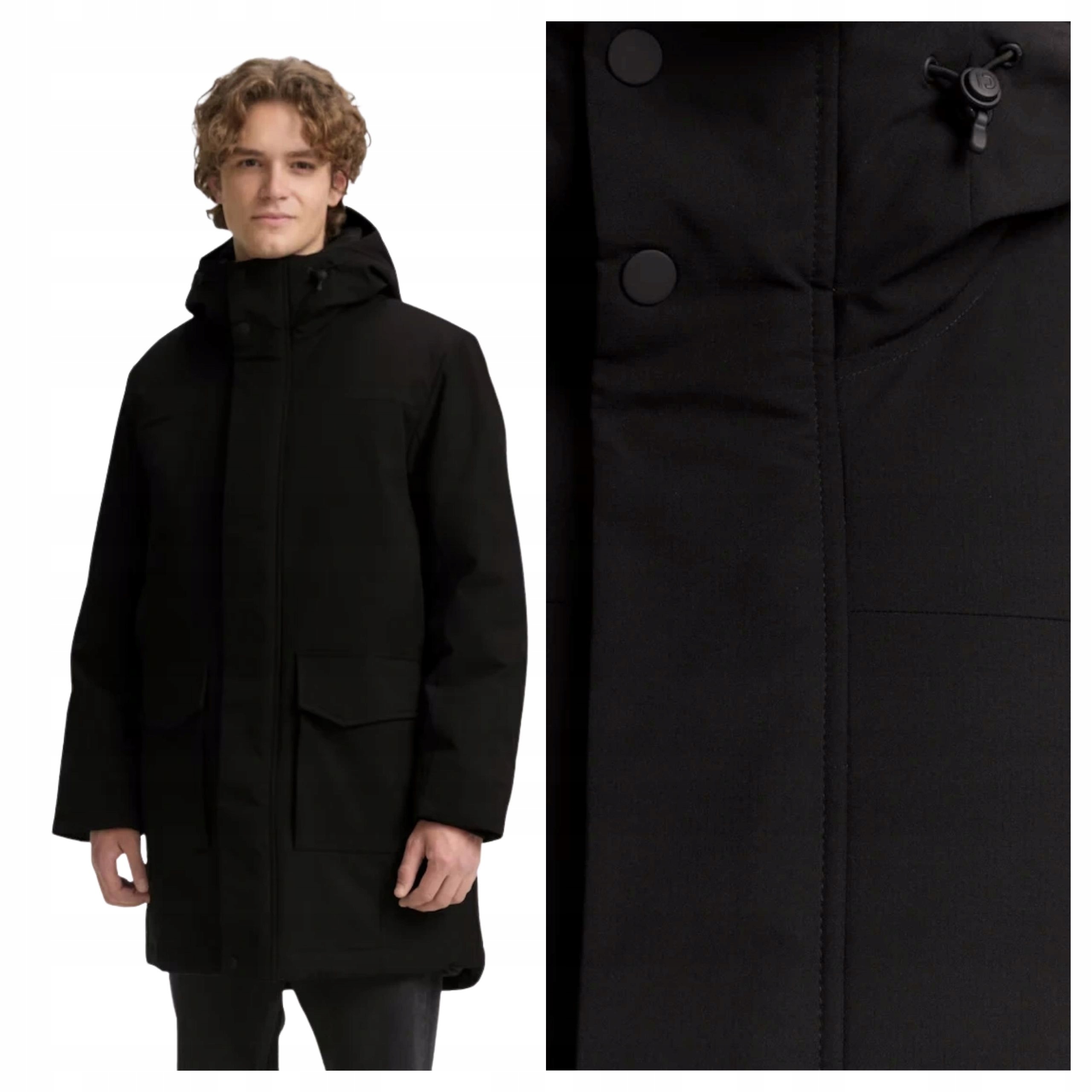 Pánská bunda Tom Tailor Tech Hooded Parka Černá S Kapucí M