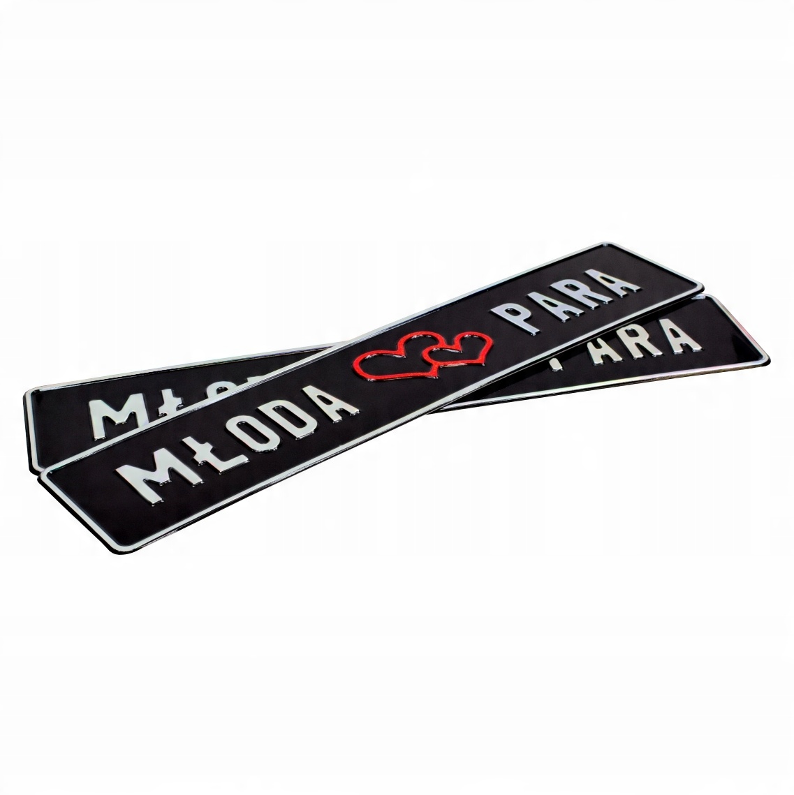 

Tablice aluminiowe samochodowe weselne Młoda Para
