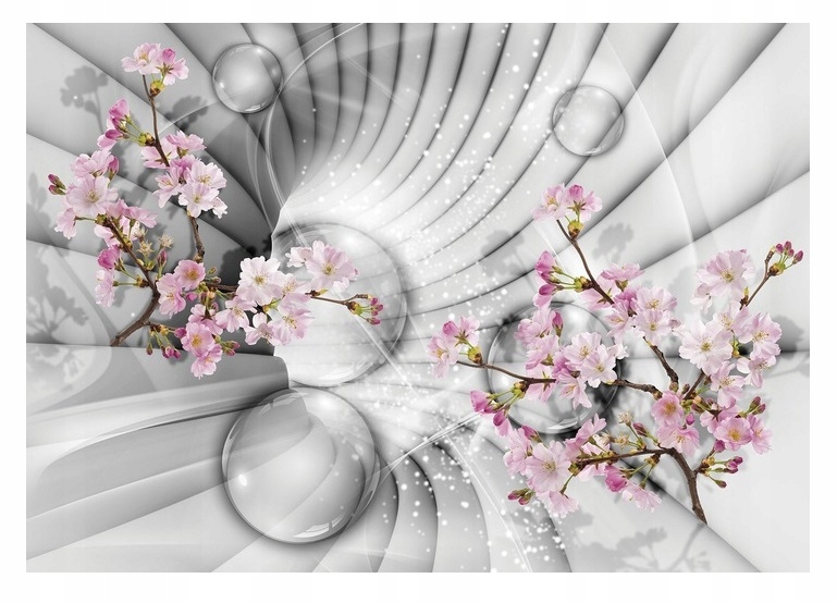 Fototapeta 3D Optický Obývací Pokoj Tunel Květiny 254x184