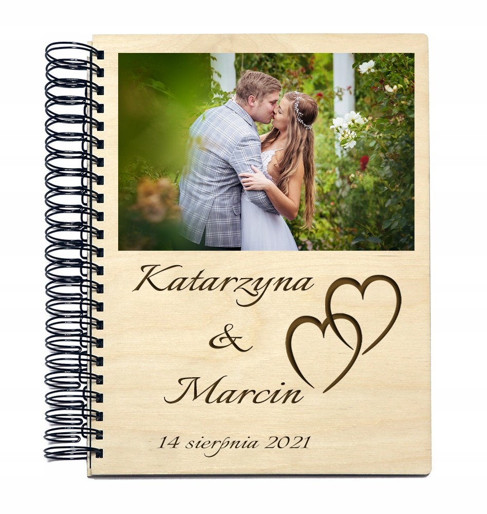 Album drewniany ślubny z foto druk Uv bezpośrednio na drewnie A4