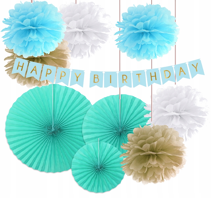 Zestaw dekoracji urodziny GIRLANDA BANER pompony Marka inna marka