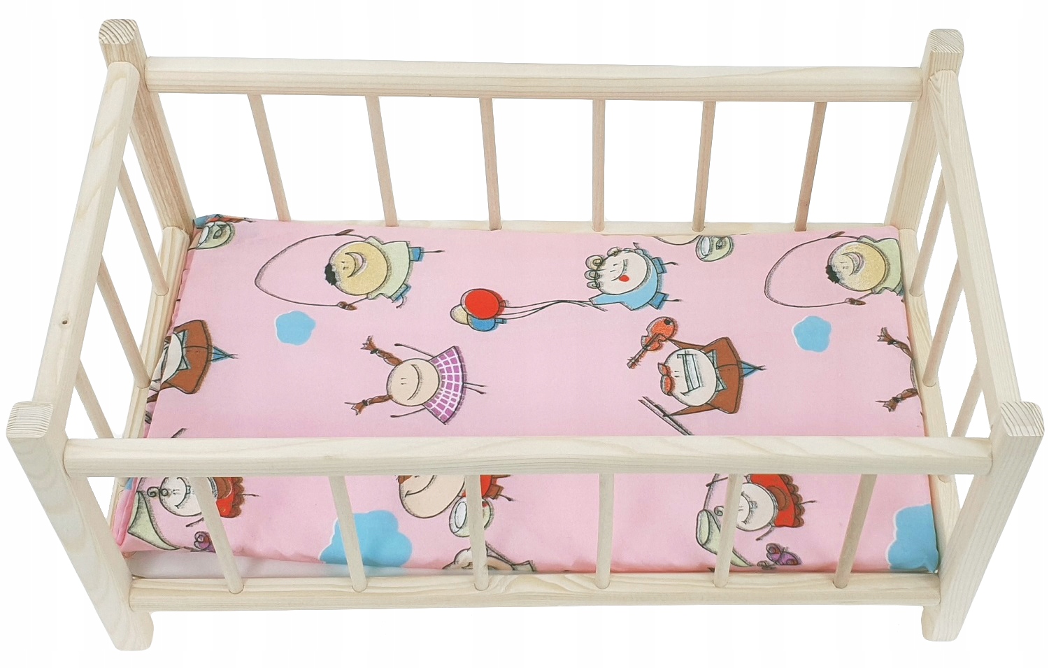 Kolíska Hojdačka pre bábiky Drevo Postieľka + Matrac